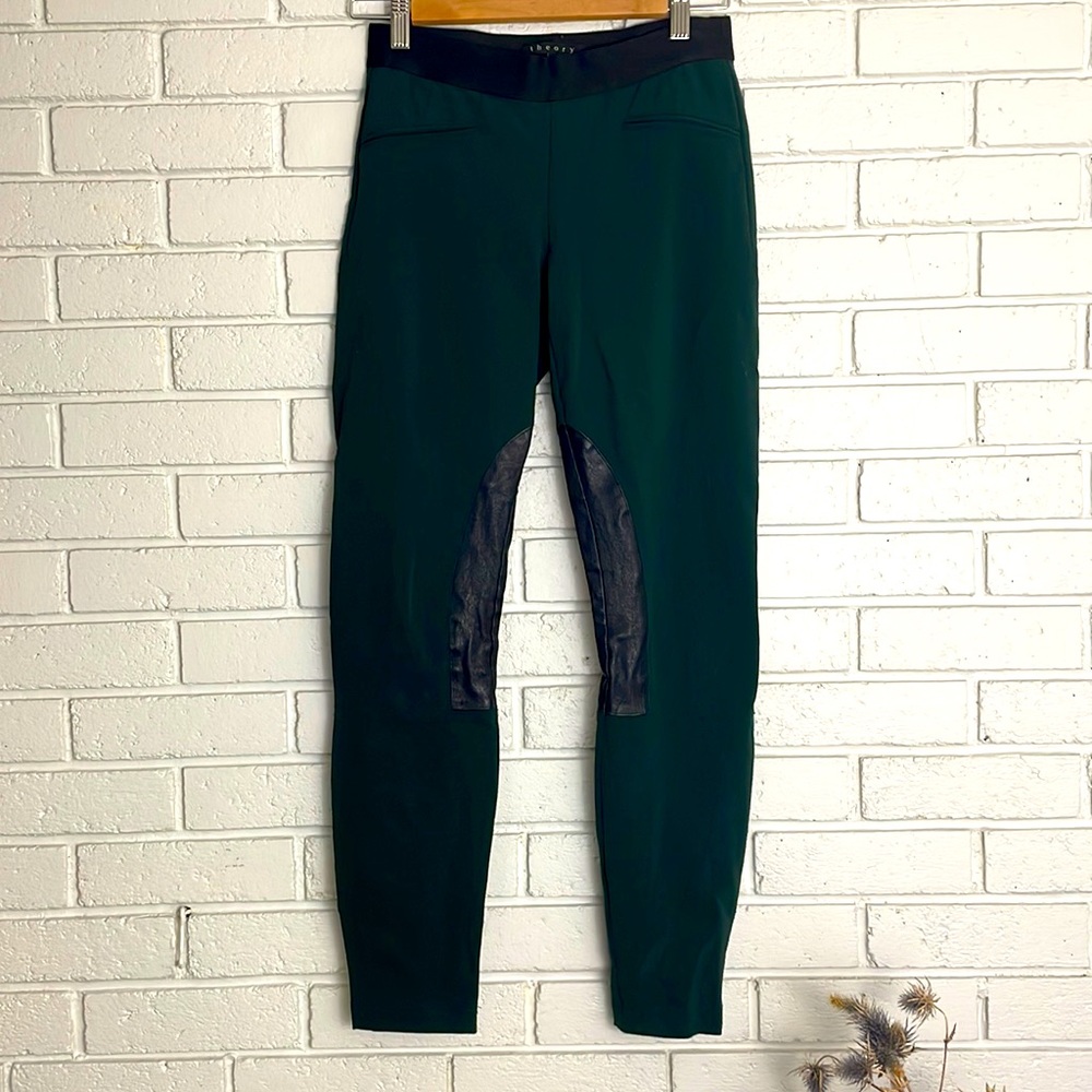 Theory Size 0 dark green equestrian dress pants. Tight, with stretch.